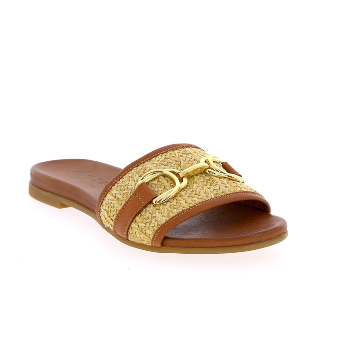 Cypres muiltjes - slippers cognac cognac
