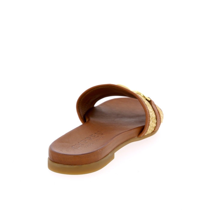 Cypres muiltjes - slippers cognac cognac