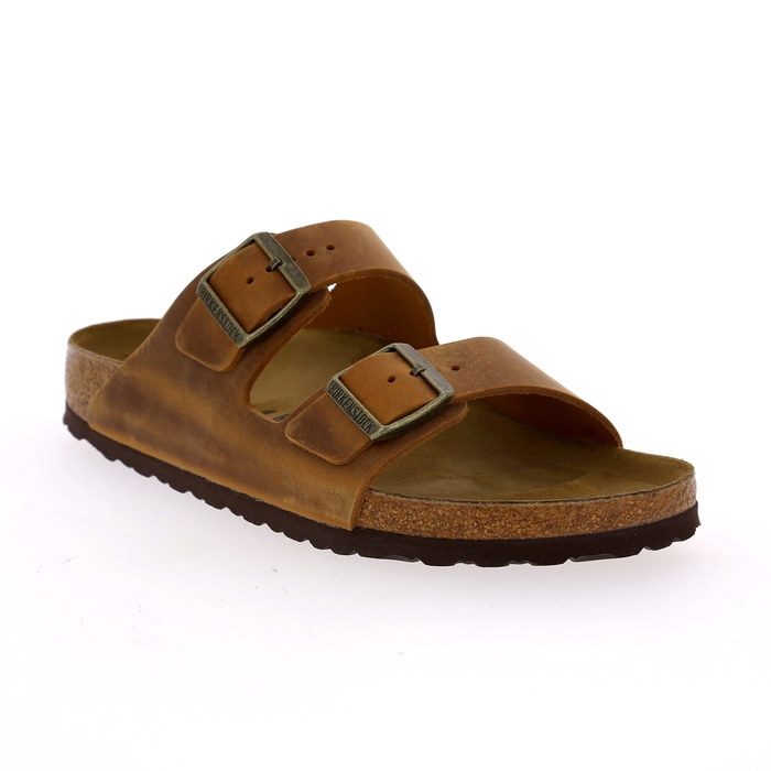 Birkenstock muiltjes cognac cognac