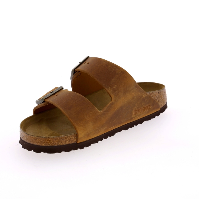 Birkenstock muiltjes cognac cognac
