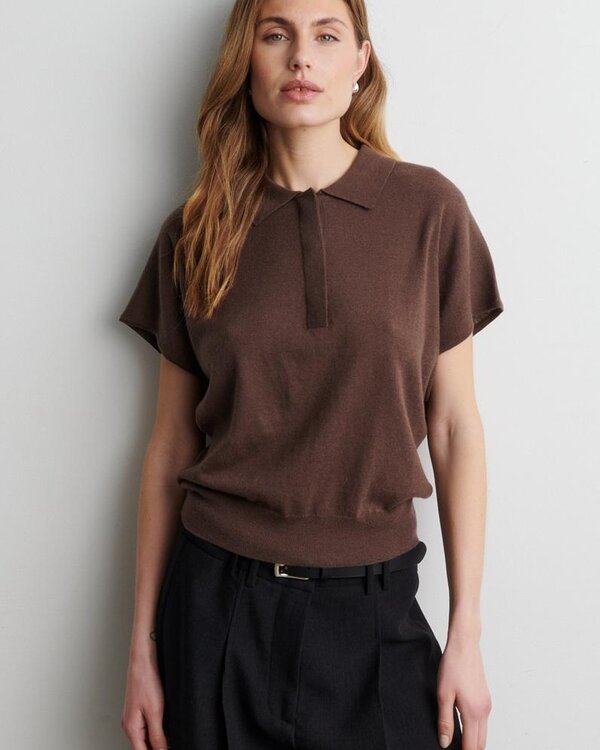 Second Female Claro Knit SS Polo polo camel
