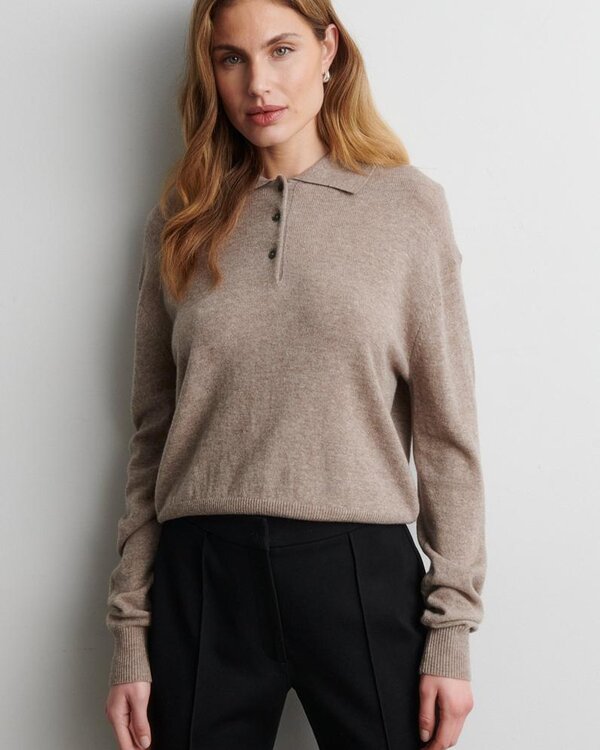 Second Female Longo Knit LS Collar pull taupe