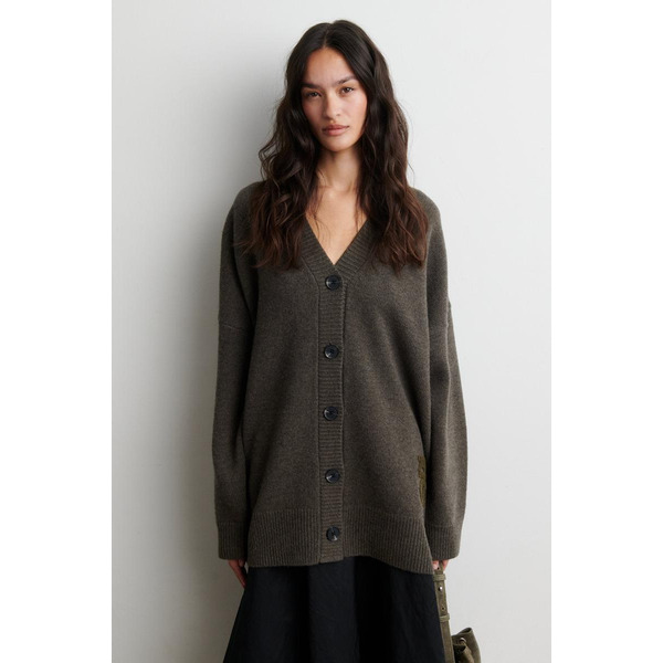 Second Female Alpha Knit Monogram Cardigan cardigan kaki