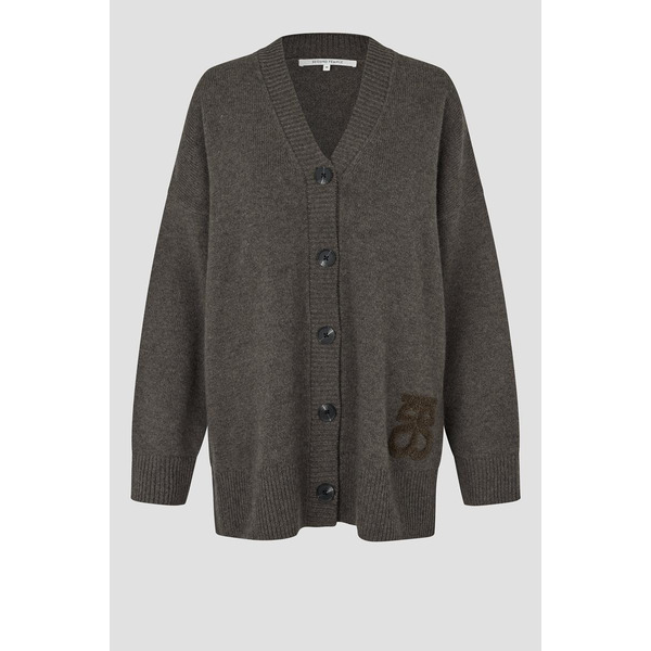 Second Female Alpha Knit Monogram Cardigan cardigan kaki