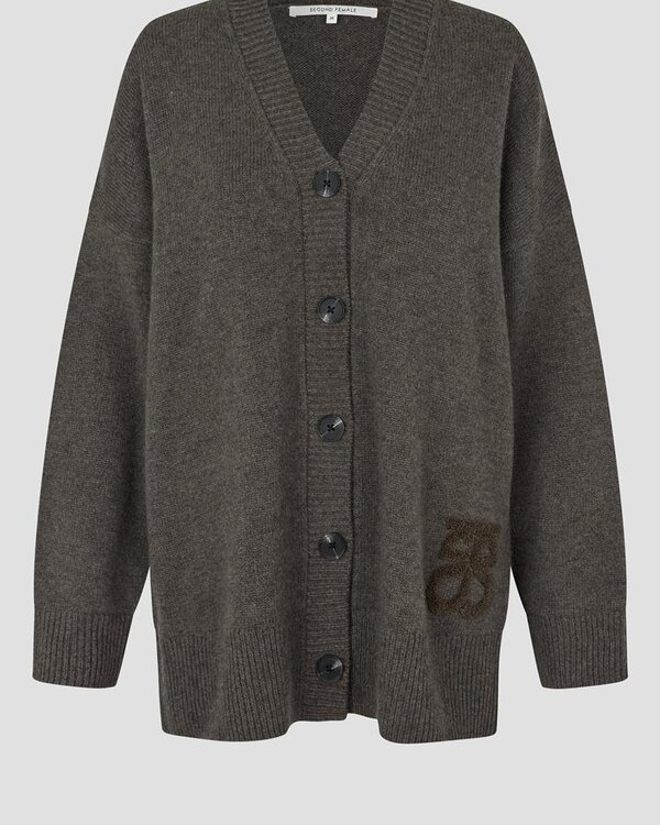 Second Female Alpha Knit Monogram Cardigan cardigan kaki