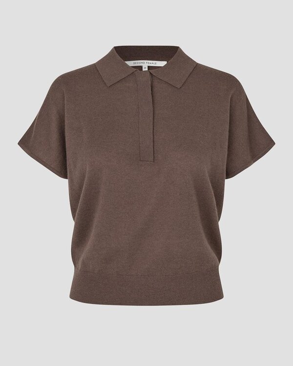 Second Female Claro Knit SS Polo polo camel